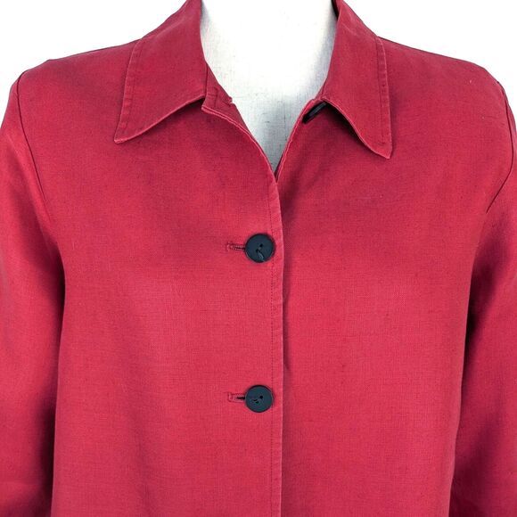 Coldwater Creek Womens MED Red Linen Embroidered Jacket Shacket - Picture 2 of 8